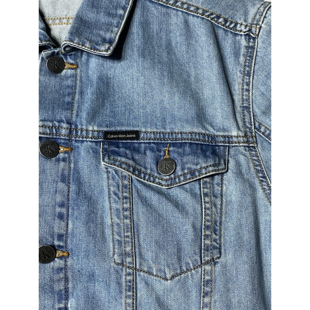 Calvin Klein Jeans‎ Men's L Light Wash Denim Trucker Jacket Cotton CK - Picture 6 of 11